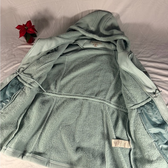 Koolaburra by UGG Bonded Fleece Jacket with Cinch Waist Silver Green Size Large - Picture 2 of 11